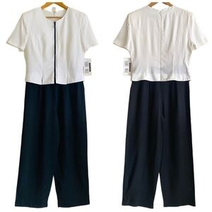 LOIS SNYDER DANI MAX Rare Vintage Wide Leg Preppy Formal Career Jumpsuit 10 NWT